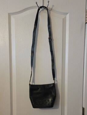 Imge Sport Black Leather Crossbody Bag